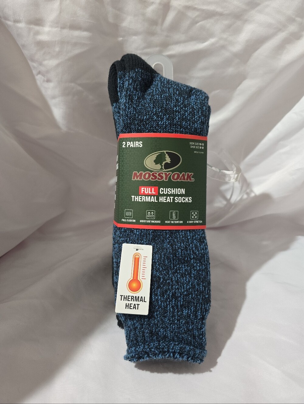 NWT Mossy Oak Men 2 Pair Full Cushion Thermal Heat Retention Socks Brushed Liner